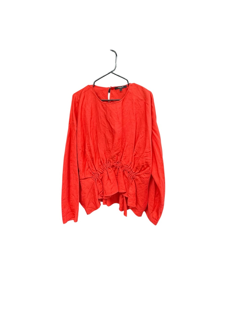 Derek Lam Vibrant Red Cinched-Hem Long Sleeve Top